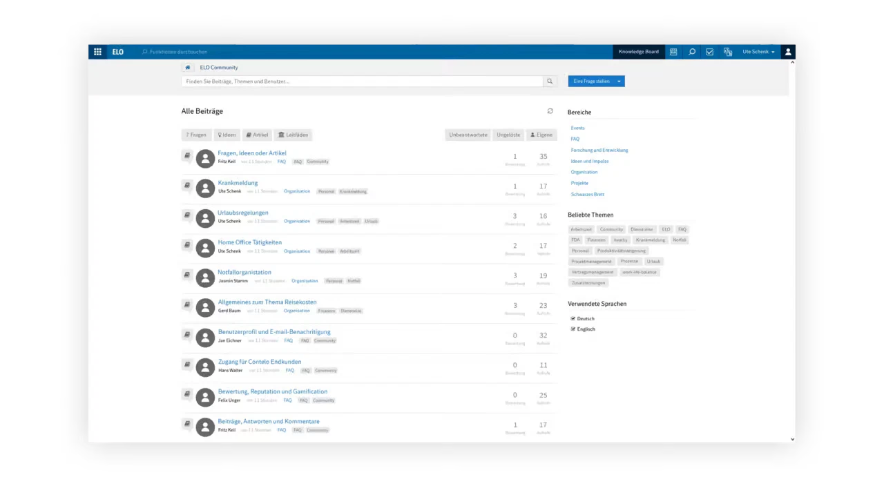 Wissensmanagement-Modul: Steigern Sie die Effizienz mit 3 fortschrittlichen Funktionen – Jetzt implementieren! 1 csm_screen_elo_knowledge_community_de_888cc69530