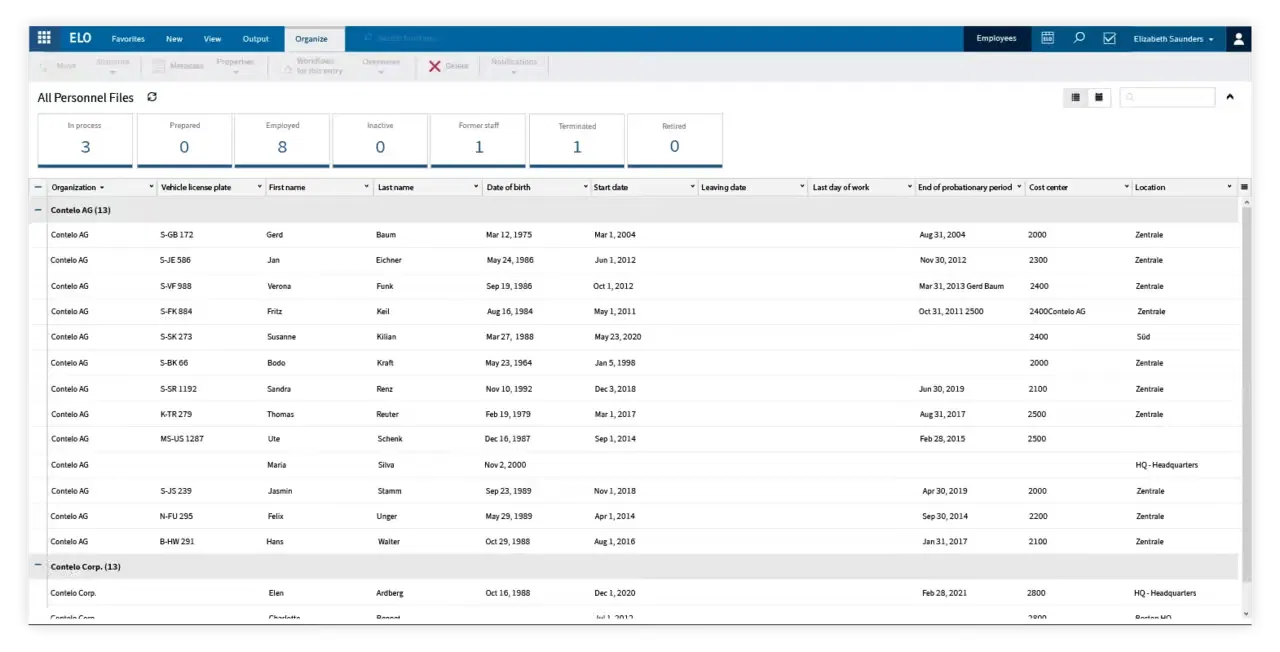 HR-Management-Modul: Optimieren Sie Ihre Prozesse mit 3 leistungsstarken Funktionen – Jetzt implementieren! 1 csm_elo_hr_personnel_file_dashboard_screen_86356b6a56